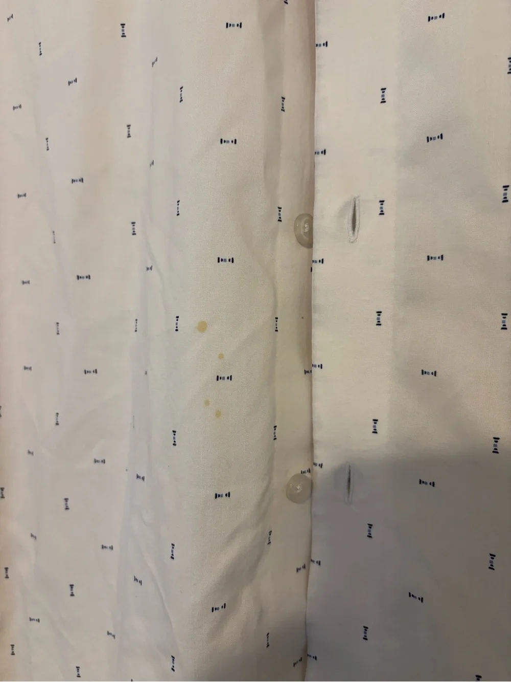 Banana Republic White Dress Shirt with Small Navy Accent Print